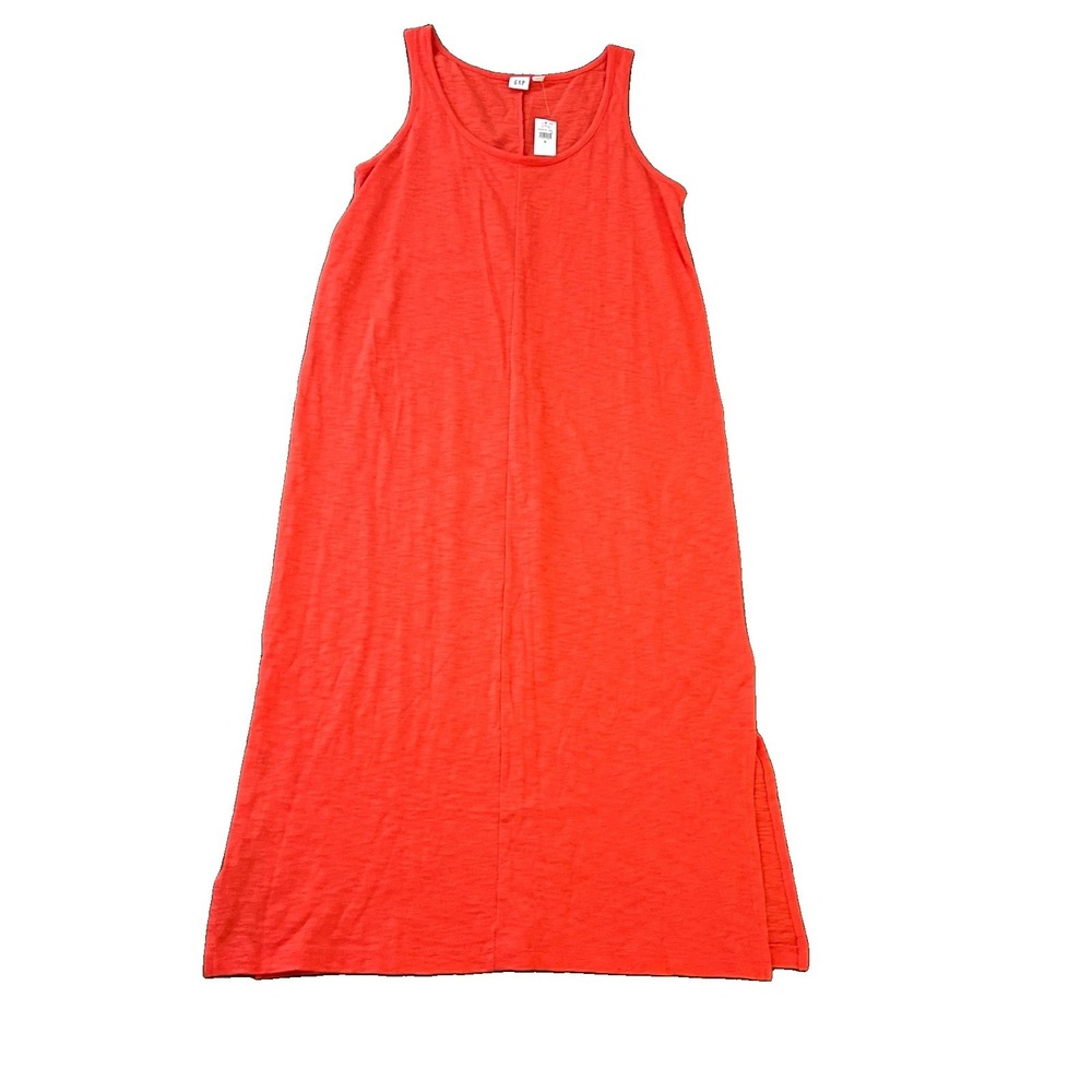 New Gap Women's Midi Tank Dress Small Coral Neon Orange